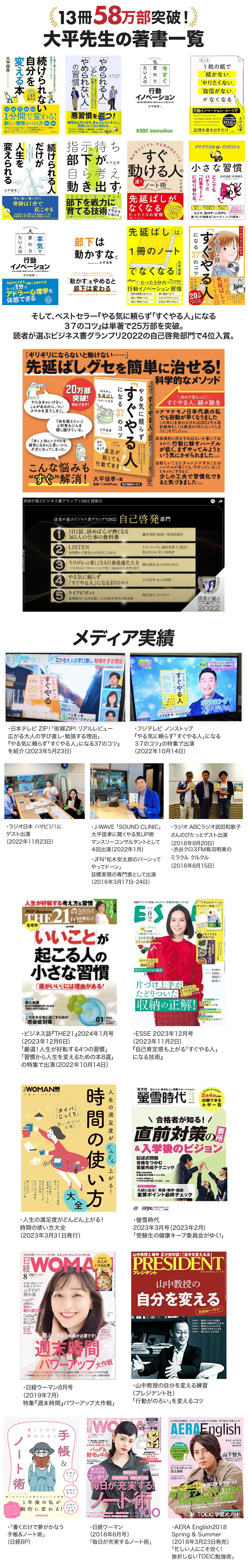 13冊58万部突破！大平先生の著書一覧